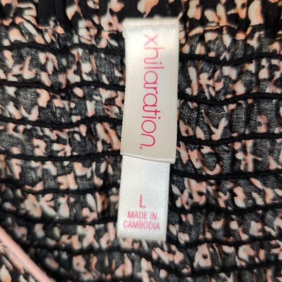 Xhilaration Large $45 Black Ditsy Pink Floral Babydoll 90s‎ Y2K Stretch Dress - Picture 8 of 10